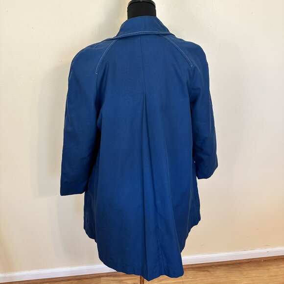 Vtg Womens 1970s Jacket Blue Button Up Coat 14 XL Lined Atkins Hong Kong Pockets - Picture 3 of 8